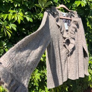 Old Navy x Ana Sui Women's Ruffle Front Brown Sweater